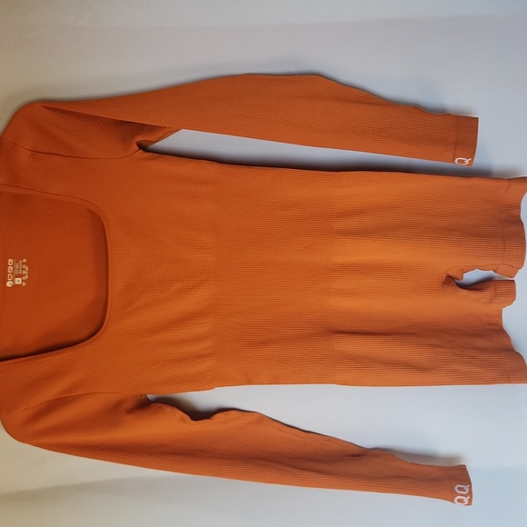 OQQ Pants - OQQ Women Yoga Long Sleeve Square Neck Jumpsuit Romper Pumpkin